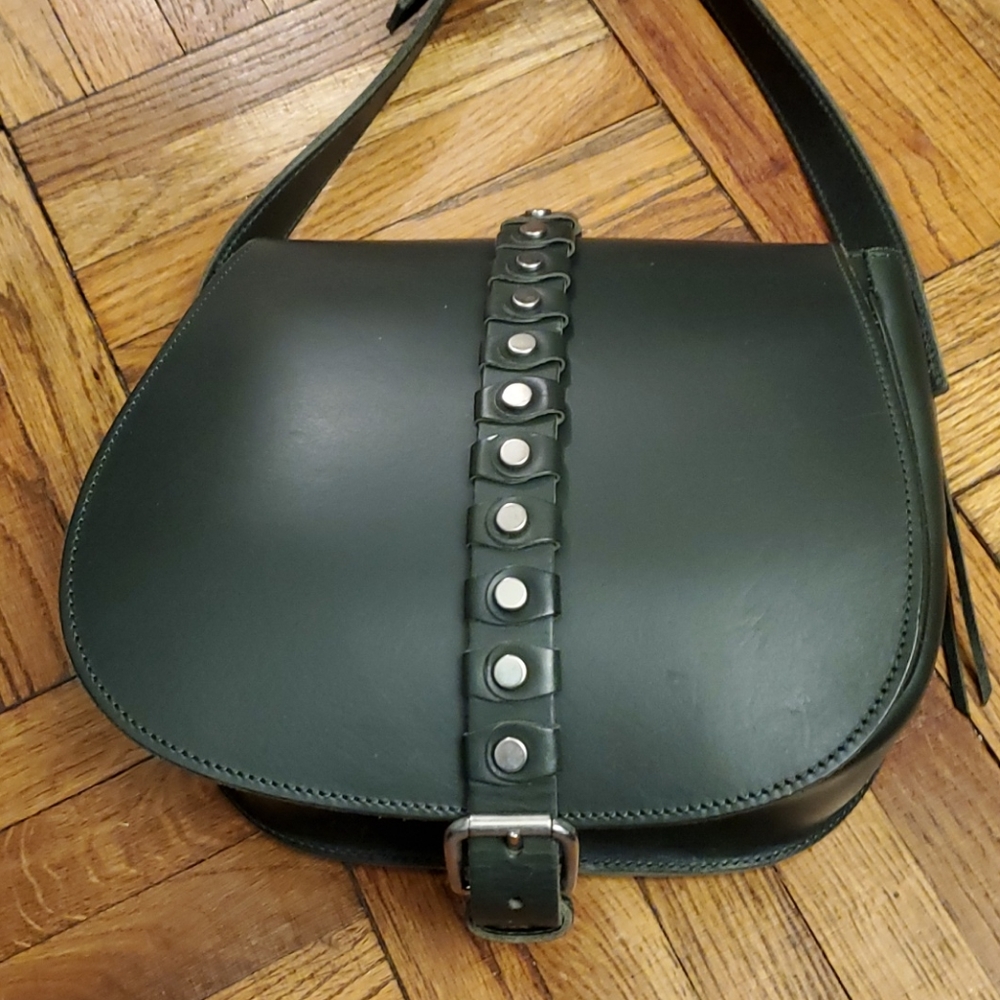 Worn once. Ba&Sh Green Crossbody Bag w/ Belted Closure